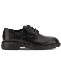Hogan - Calfskin Derby Flat Shoes With Classic Lace-Up Design - Lyst