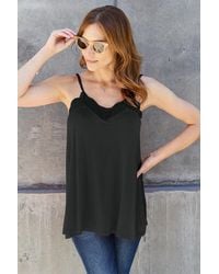 TRUEDAMES - Full Size Lace Trim V-Neck Cami - Lyst