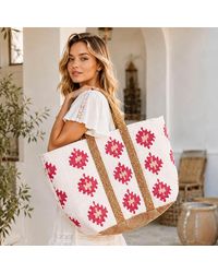 Fashnzfab - Oversized Boho Woven Geometric Pattern Carryall Shoulder Tote Bag - Lyst