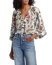 Alice + Olivia - Thalia Long Sleeve Button Down Blouse - Lyst