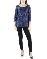 Alex Evenings - Sequined 3/4 Sleeve Blouse - Lyst