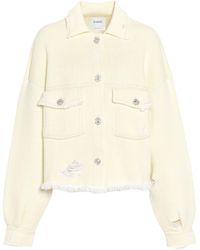 Barrie - Denim Fringed Cropped Jacket - Lyst