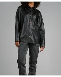 エクルベージュ エレノア☆Faux leather shirt JK - レザージャケット