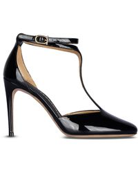 Ferragamo - High-Heeled T-Strap Pumps With Glossy Finish - Lyst
