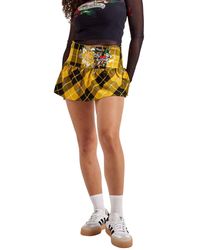 Ed Hardy - True Eagle Plaid Flare Mini Skirt - Lyst