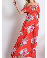 Davi & Dani - Floral Print Off Shoulder Maxi Dress - Lyst