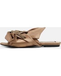 N°21 - N°21 Satin Raso Knot Flat Slides Sizes - Lyst