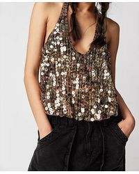 Free People - All That Glitters Tank In Gold - Lyst