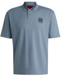 HUGO - X Rb Stretch-Cotton Polo Shirt With Carbon Stealth Logo - Lyst