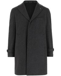 Tagliatore - Reversible Wool Coat With Front Closure And Charm Logo - Lyst