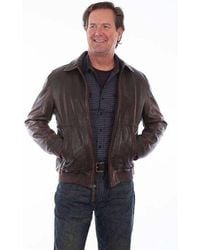 Scully - Dark Rugged Lamb Zip-Front Leather Jacket - Lyst
