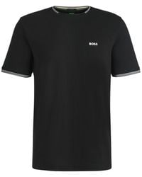 BOSS - Stretch-Cotton T-Shirt With Stripes And Logo - Lyst