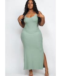 TRUEDAMES - Plus Size Ribbed Side Slit Long Cami Maxi Dress - Lyst