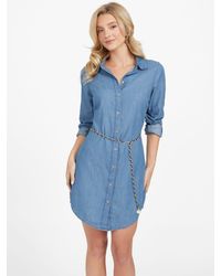 Guess Factory - Misti Belted Chambray Shirt Dress - Lyst