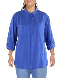 Calvin Klein - Plus Collar Trendy Button-Down Top - Lyst