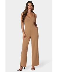 Bebe - Scuba Crepe Jumpsuit With Strap - Lyst