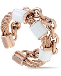 Charriol - St. Tropez Stainless Steel And Pink Pvd Enamel Cable And Chain Band Ring - Lyst