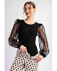 Eesome - Midnight Glam Mesh Sleeve Bodysuit - Lyst