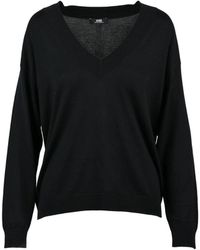Alpha Studio - Silk Cashmere Pullover With V-Neck And Ribbed Details - Lyst
