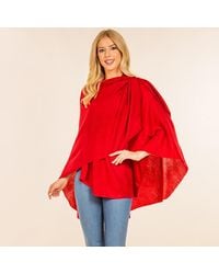 TRUEDAMES - Elegant Solid Drape Wrap Poncho - Lyst