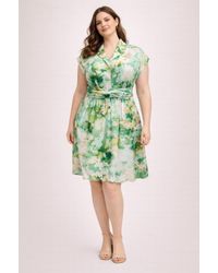 TRUEDAMES - Plus Size Floral Waist Tie Shirt Dress - Lyst