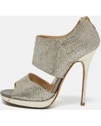 Jimmy Choo - Metallic Glitter Private Platform Sandals - Lyst