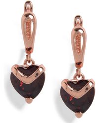 SOH - Rose Plated Heart Shaped Drop Earrings - Lyst