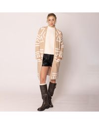 TRUEDAMES - Open Front Geometric Aztec Pattern Long Cardigan - Lyst