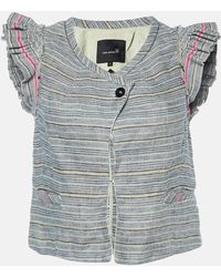 Isabel Marant - Stripe Linen Flutter Sleeve Crop Top - Lyst