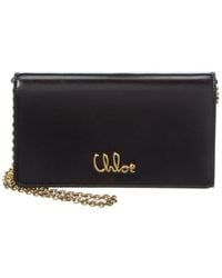 Chloé - Flap Leather Wallet On Chain - Lyst