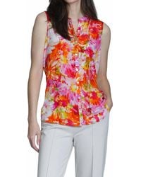 Apny - Sleeveless Button Front Shirt - Lyst