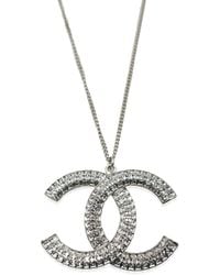 Chanel - 2016 Cc Strass Tone Pendant On Chain - Lyst