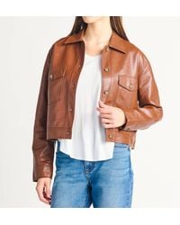 Dex - Button Front Faux Leather Jacket - Lyst