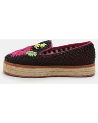 Missoni - Woven Raffia Floral Detail Platform Espadrille Smoking Slippers - Lyst