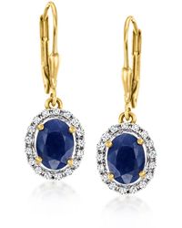 Ross-Simons - Sapphire Drop Earrings With . Diamonds - Lyst