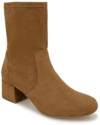 Kenneth Cole - Road Stretch Faux Suede Block Heel Ankle Boots - Lyst