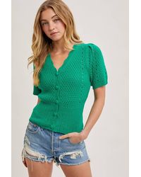 Bluivy - Button Down Short Sleeve Knit Cardigan - Lyst