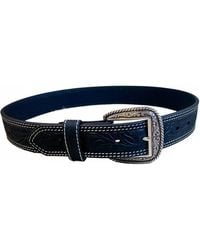 Ariat - Floral Tooled Double-Stitch Leather Belt - Lyst