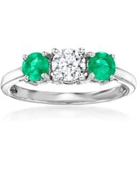 Ross-Simons - Lab-Grown Diamond Ring With Emeralds - Lyst