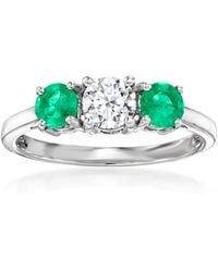 Ross-Simons - Lab-Grown Diamond Ring With Emeralds - Lyst