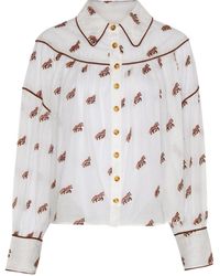 FARM Rio - Embroidered Horses Volumnious Long Sleeve Top Blouse Off - Lyst