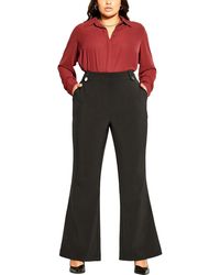 City Chic - Solid Polyester Wide Leg Pants - Lyst