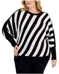 Anne Klein - Plus Stripes Dolman Sleeves Pullover Sweater - Lyst