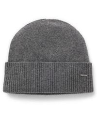 BOSS - Logo-Plaque Beanie Hat - Lyst