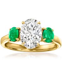 Ross-Simons - Lab-Grown Diamond Ring With Emeralds - Lyst