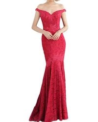 Jovani - Embellished Lace Off-Shoulder Mermaid Dress - Lyst