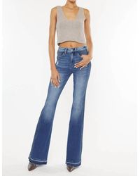 Kancan - High Rise Distressed Flare Jeans - Lyst