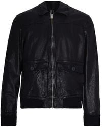DFOUR® - Leather Bomber Jacket With Front Zip And Flap Pockets - Lyst