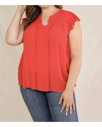 Skies Are Blue - Curvy Ruffle Top Coral - Lyst