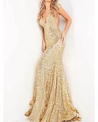 Jovani - Fitted V Neckline Sequin Gown - Lyst